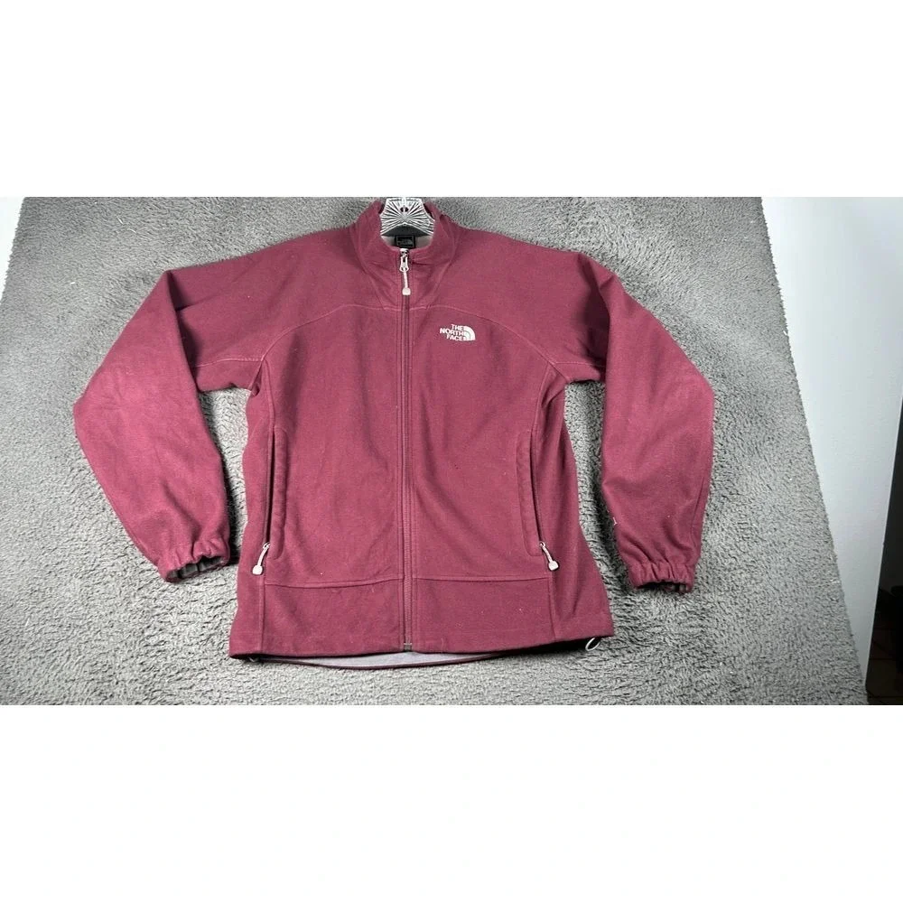The North Face WindWall Fleece Jacket Mens LG Maroon Burgundy Full Zip Softshell